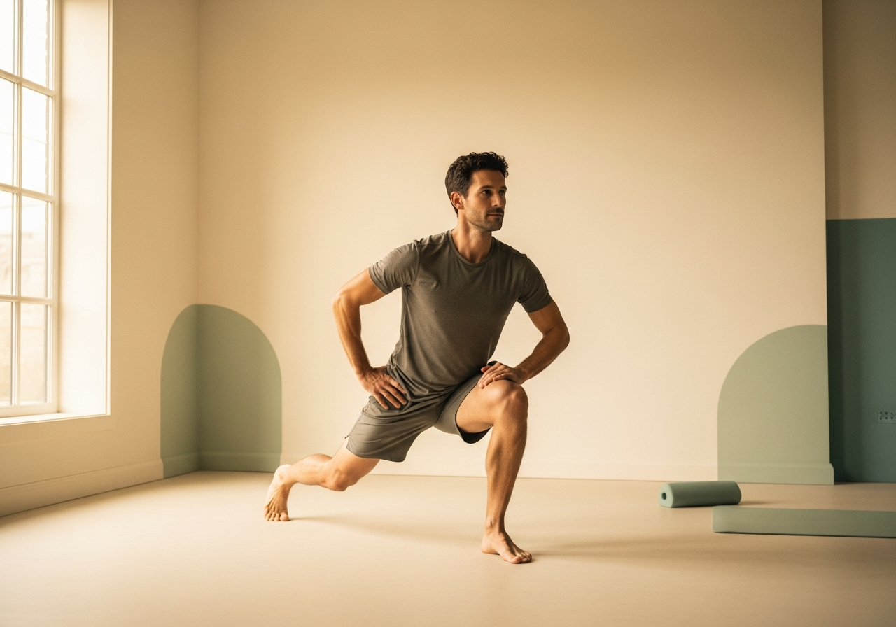 A woman doing a calm, controlled gentle strength exercise